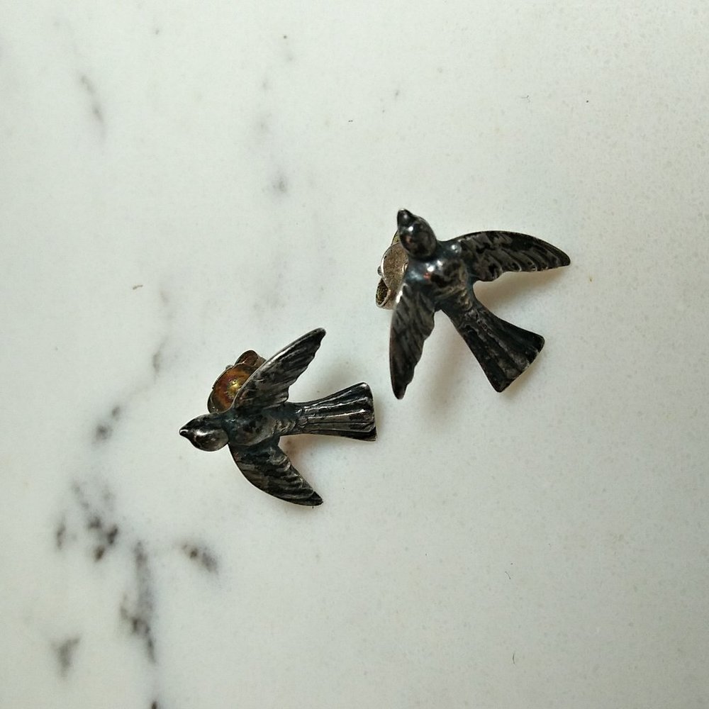 Retired James Avery Sterling Post Earrings - Birds